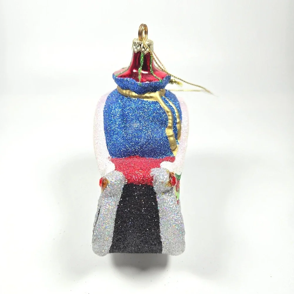 Blown Glass Christmas Ornament Santa's Sleigh Glitter Sparkle Bejeweled Costco‎